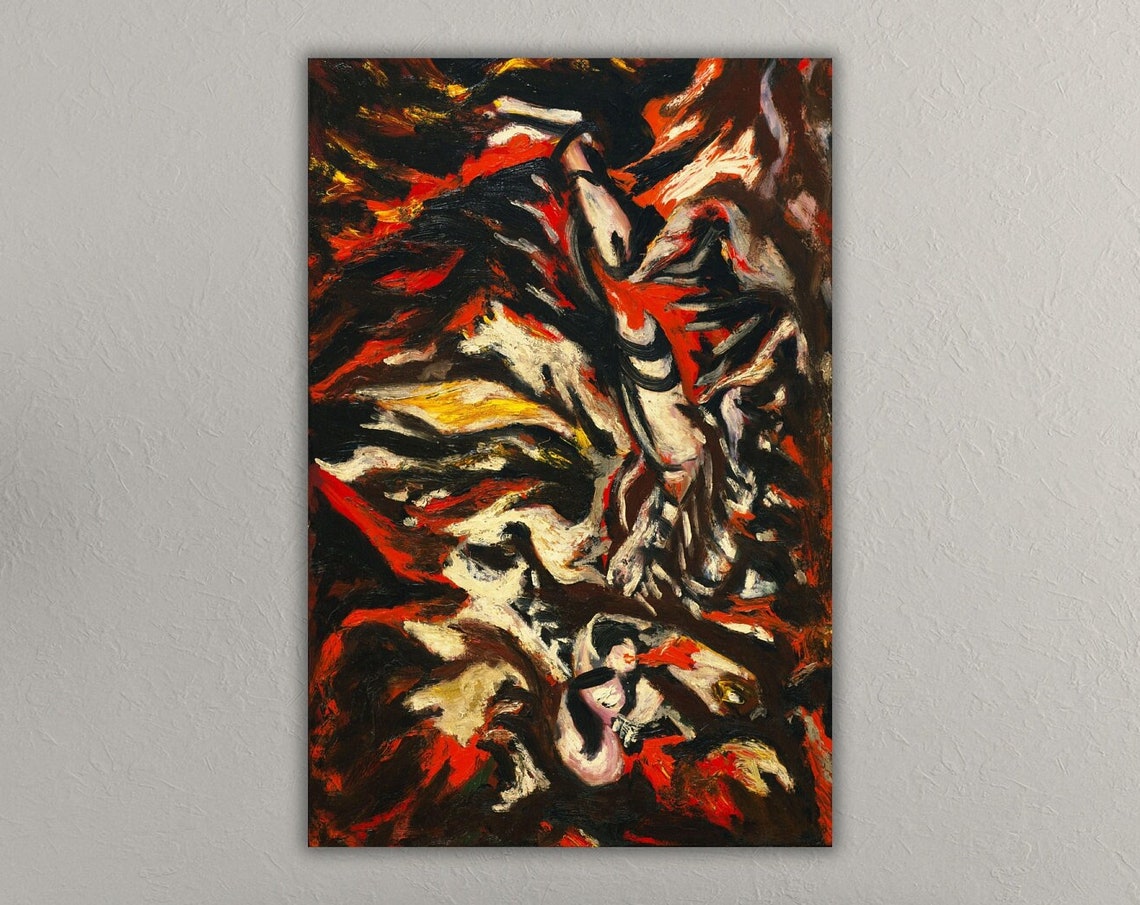 Jackson Pollock The Flame Red Black Abstract Expressionist Poster