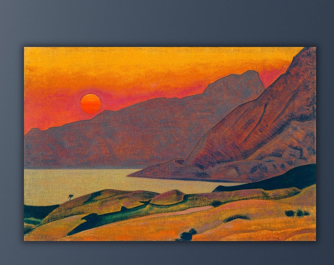 Nicholas Roerich Himalayan Sunset Mountain Landscape Golden Art Poster
