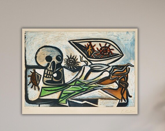 Picasso Skull Exhibition Poster Pablo Picasso Still Life With Skull Art Print Museum Of Modern Wall Art Vintage Exhibition Poster