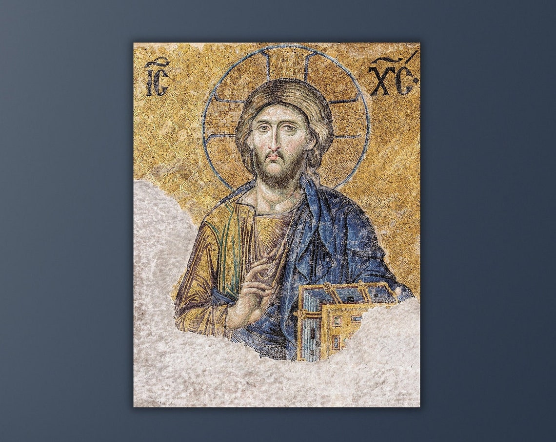 Christ Pantocrator Hagia Sophia 13th Century Gold Mosaic Art Poster