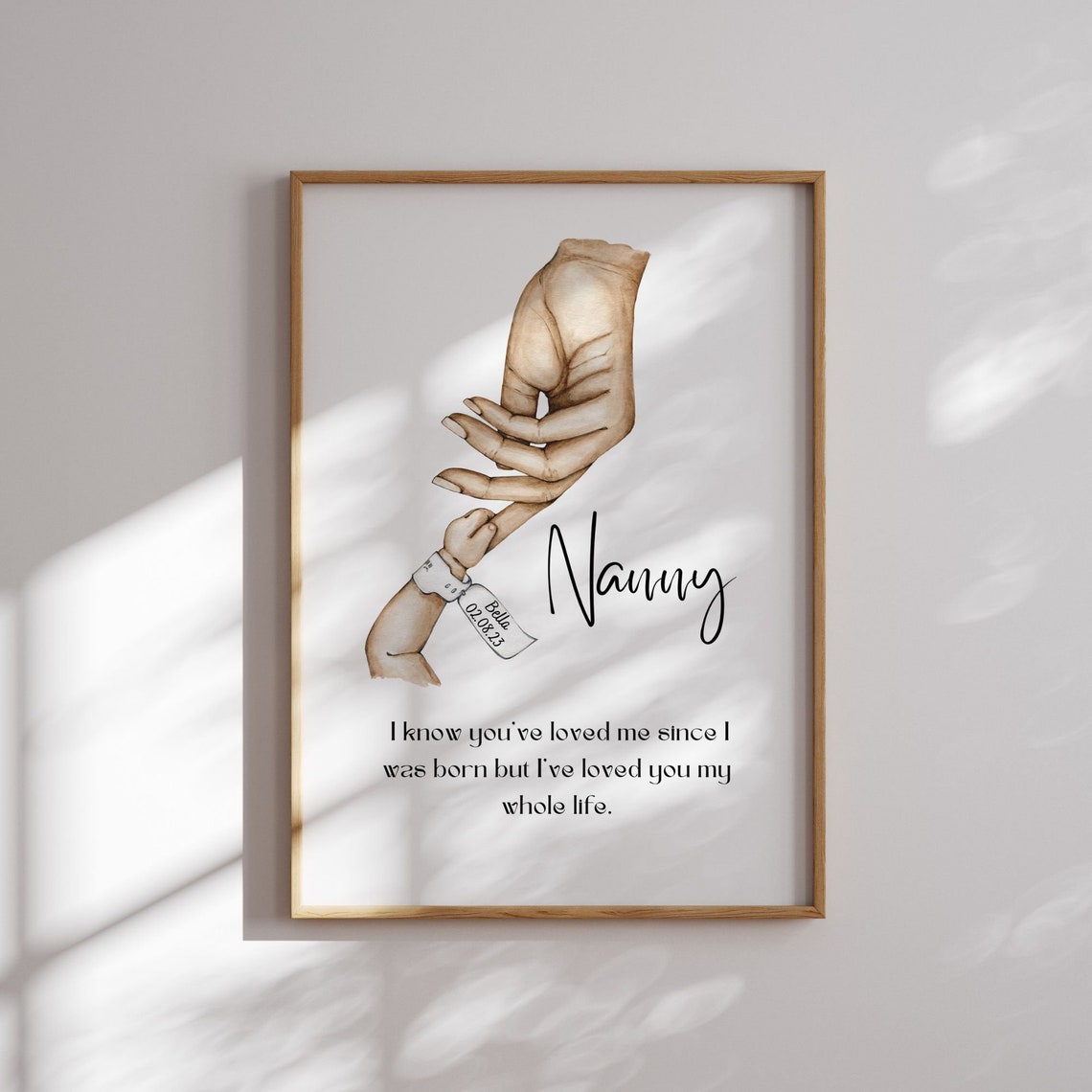 Nanny Hand In Hand Personalised Grandma Newborn Keepsake Poster - Image 3