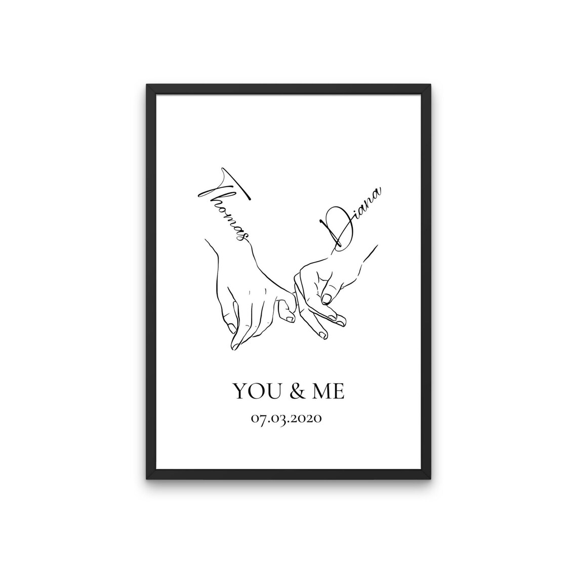 You And Me Romeo Hollie Couples Line Art Personalised Poster - Image 3