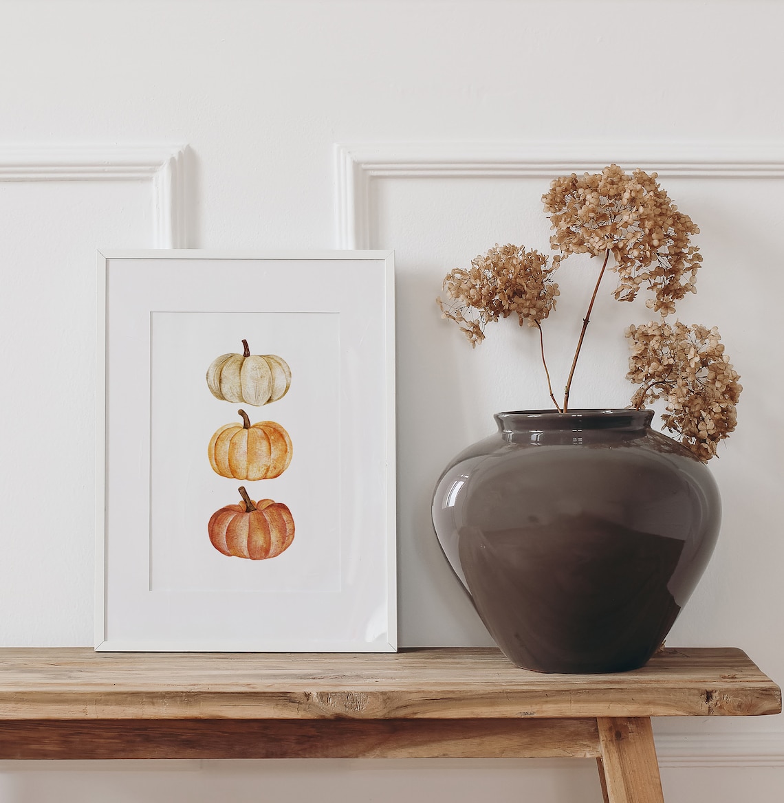 Pumpkin Watercolour Painting, Rustic Fall Decor - Image 2