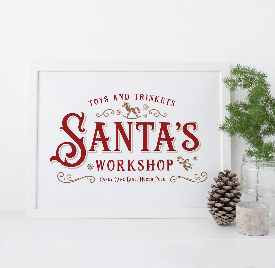 Vintage Christmas Santa's Workshop Art Print - Image 2