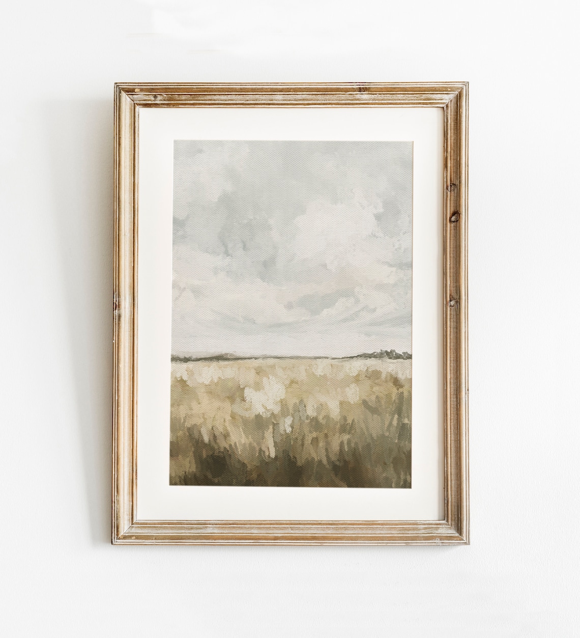 Neutral Landscape Art Print, Vintage Country Field