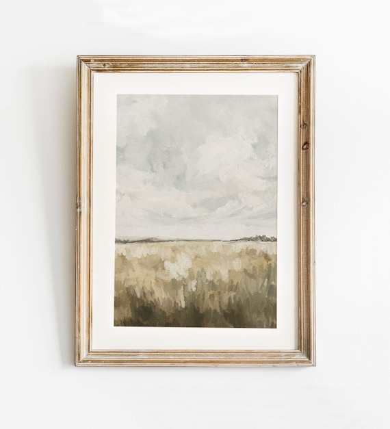Neutral Landscape Art Print, Vintage Country Field