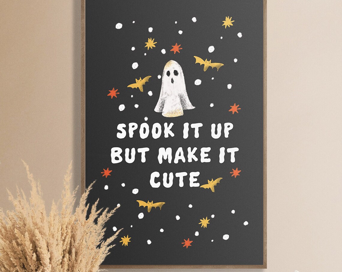 Spook It Up But Make It Cute Ghost Bats Halloween Party Poster