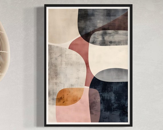 Neutral Pastel Abstract Print Modern Art Geometric Shape Painting Contemporary Design Poster Nordic Artwork Calming Modern Home Decor Gift