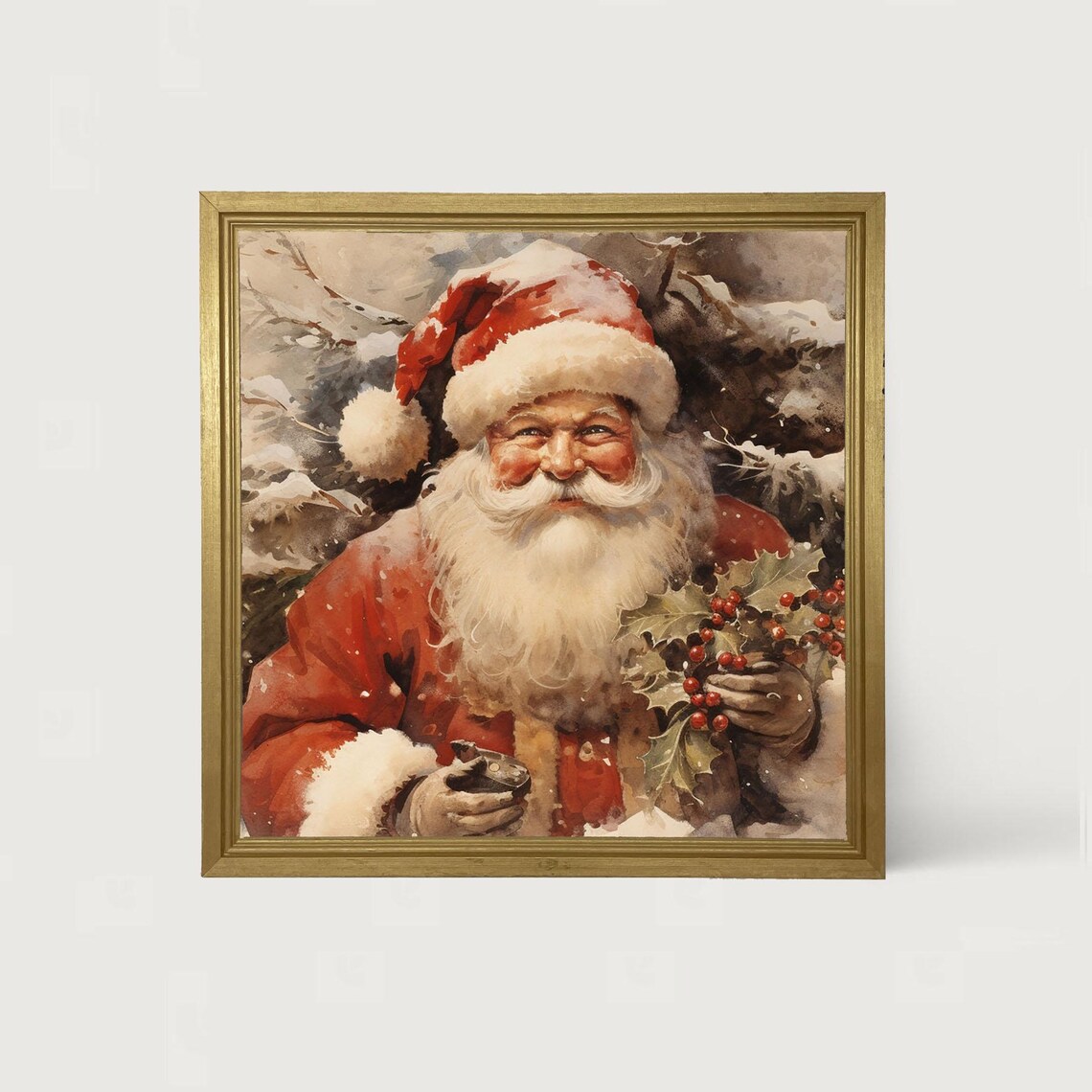 Modern Santa Smiling Christmas Holiday Art Print
