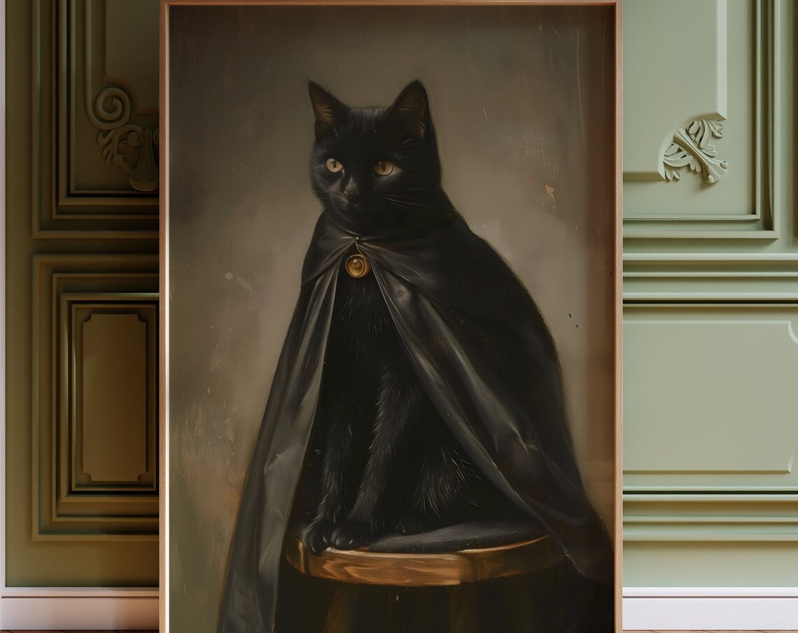Gothic Black Cat Art Print, Witchy Dark Academia - Image 4