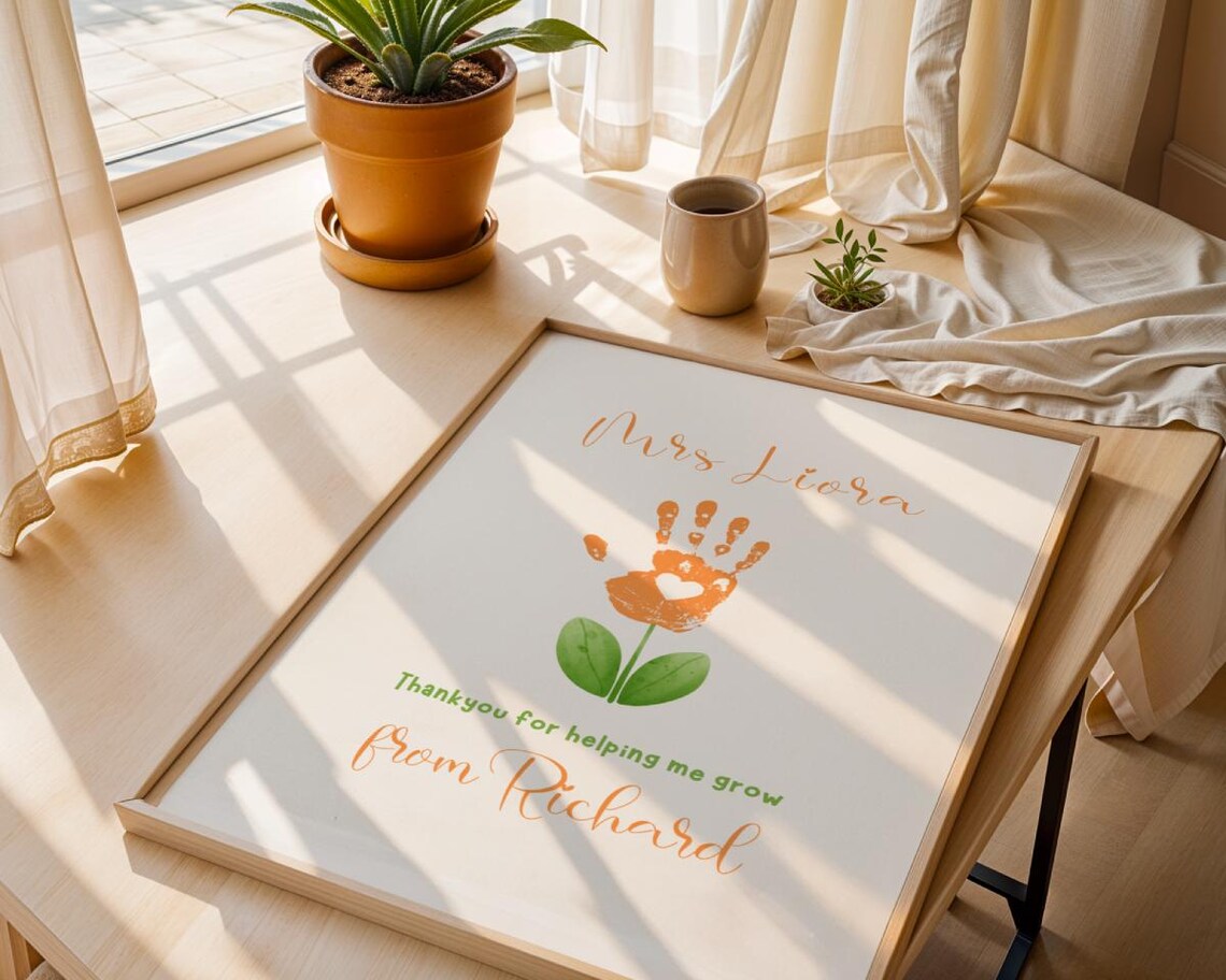 Teacher Appreciation Flower Hand Art Personalized Thank You Poster - Image 4