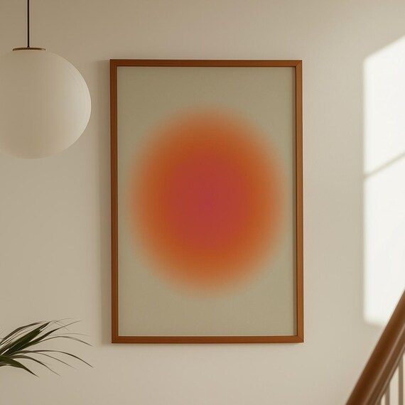 Trendy Poster Abstract Wall Art Grainy Gradient Aura Print Contemporary Prints Dopamine Decor Orange Pink