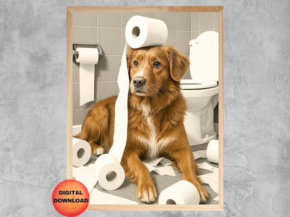 Nova Scotia Duck Tolling Retriever Bathroom Wall Art Funny Toller Toilet Paper Print Whimsy Gift For Dog Lovers Pet Humor