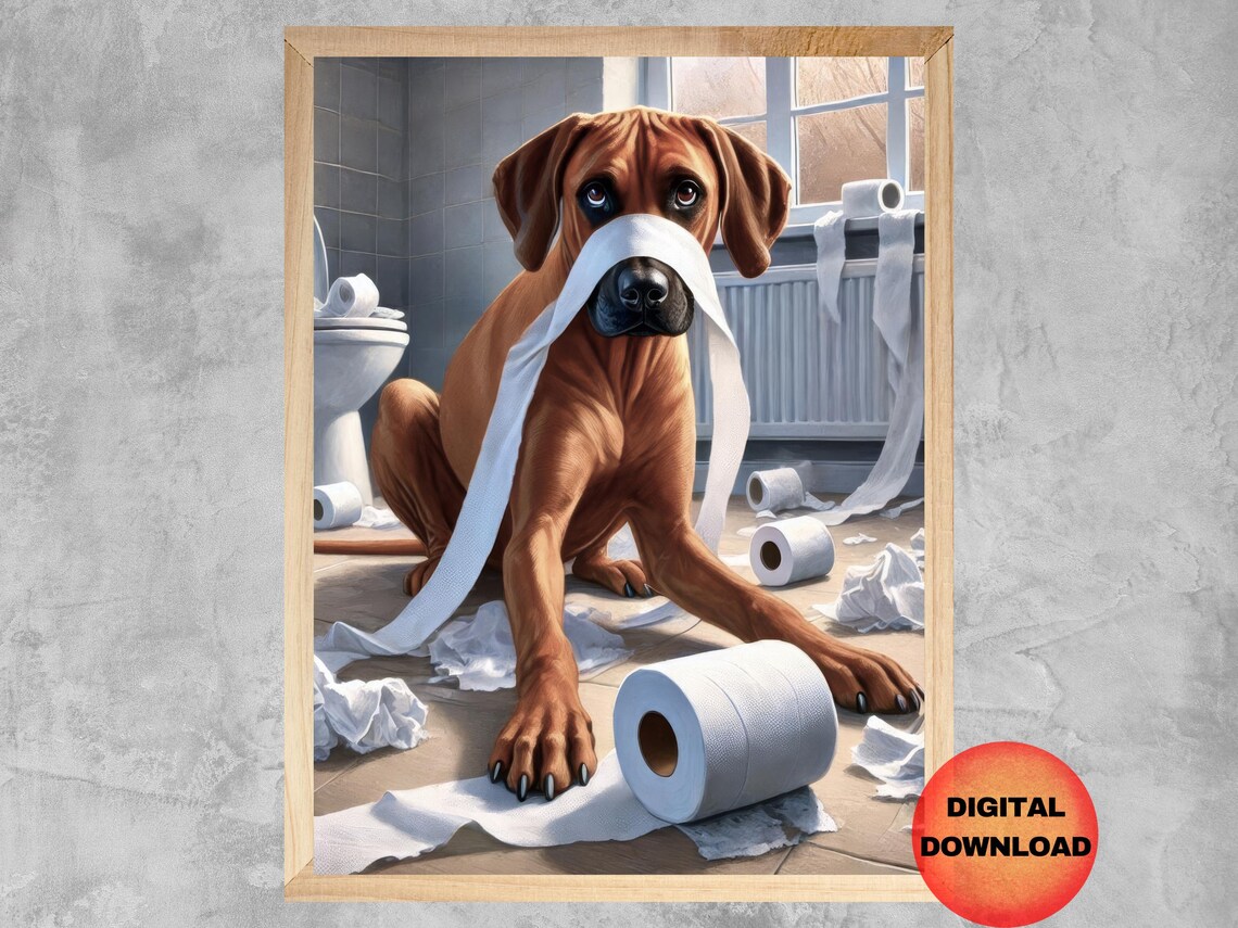 Rhodesian Ridgeback Bathroom Humor Art Print