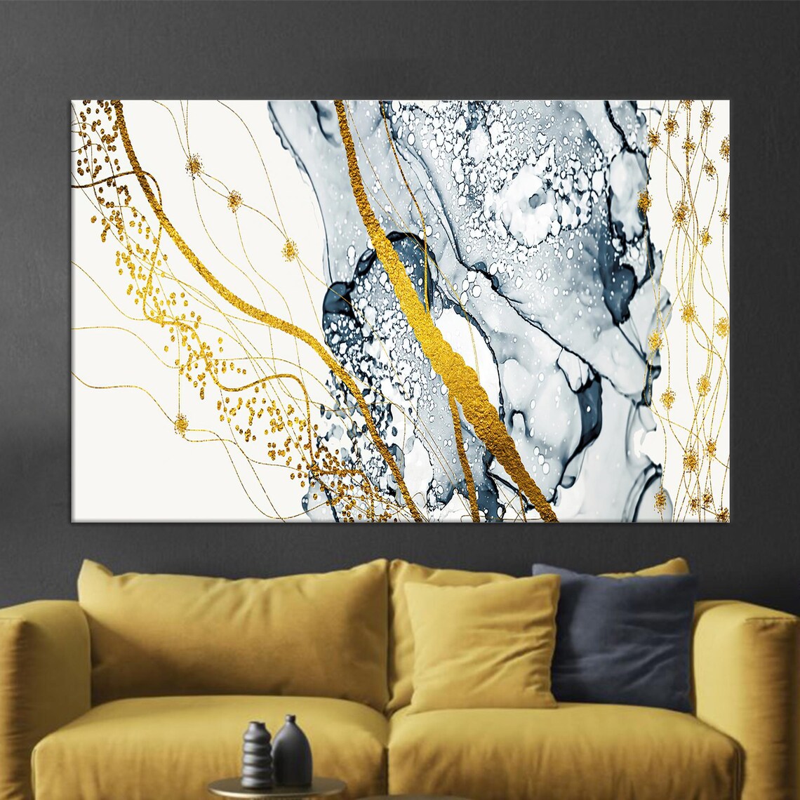 Contemporary Gray And Gold Marble Halloween Decor