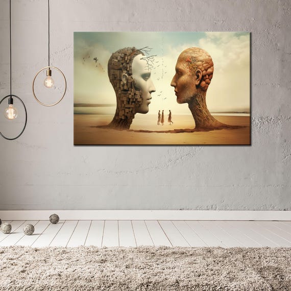 Modern Tempered Glass Surreal Print Surreal Heads Gift Skull Casles In The Desert Art Bridesmaid Gifts