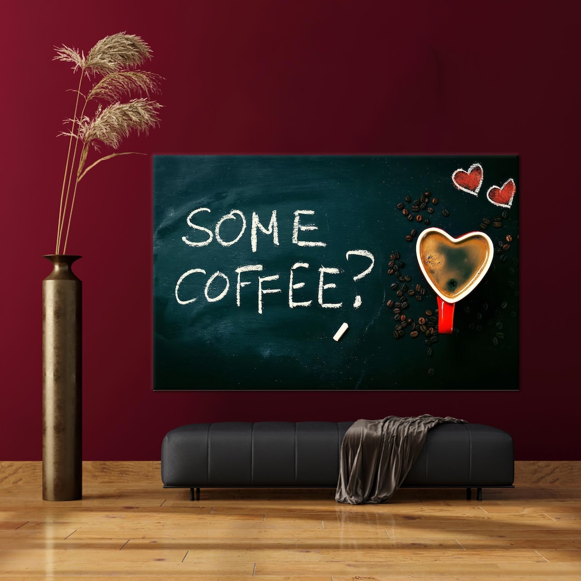 Coffee Shop Painted Glass Coffee Artwork