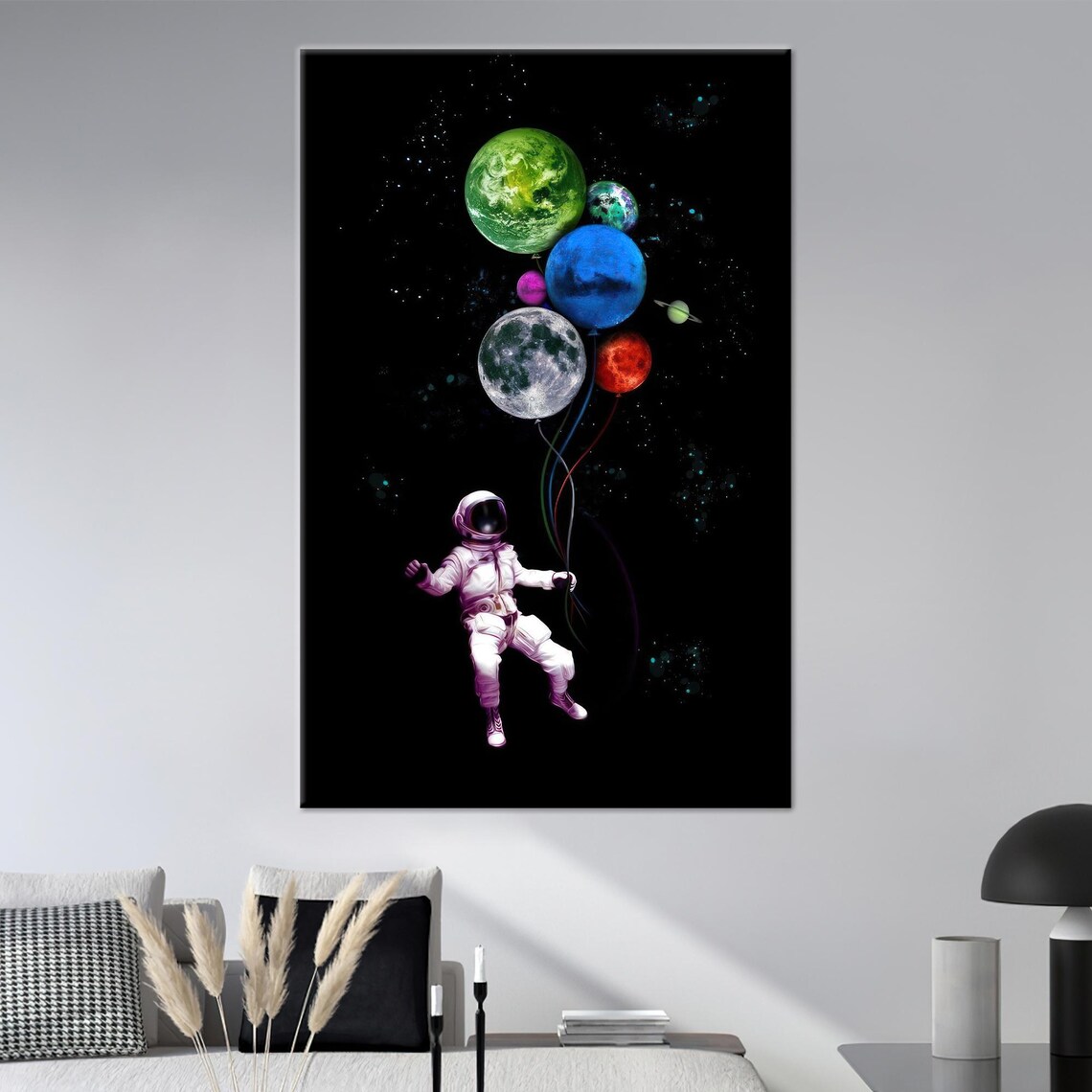 Astronaut Decor Planet Balloon Kids Room Art