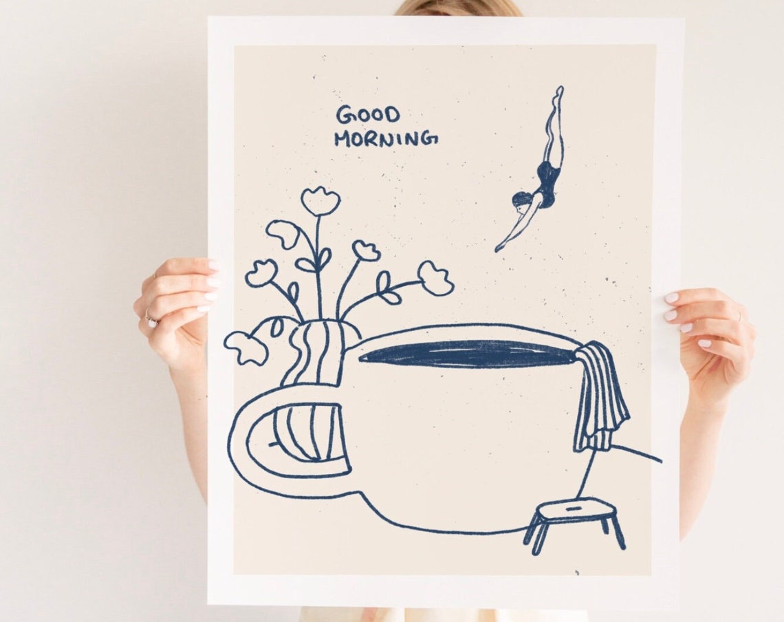 Coffee Poster Print Good Morning Coffee Diver Retro Diver Art Kitchen Wall Art - Image 4