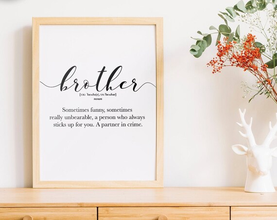 Birthday Gift For Brother Word Definition Prints Last Minute Gift For Big Brother Elder Bro Present From Sister Funny Sibling Posters