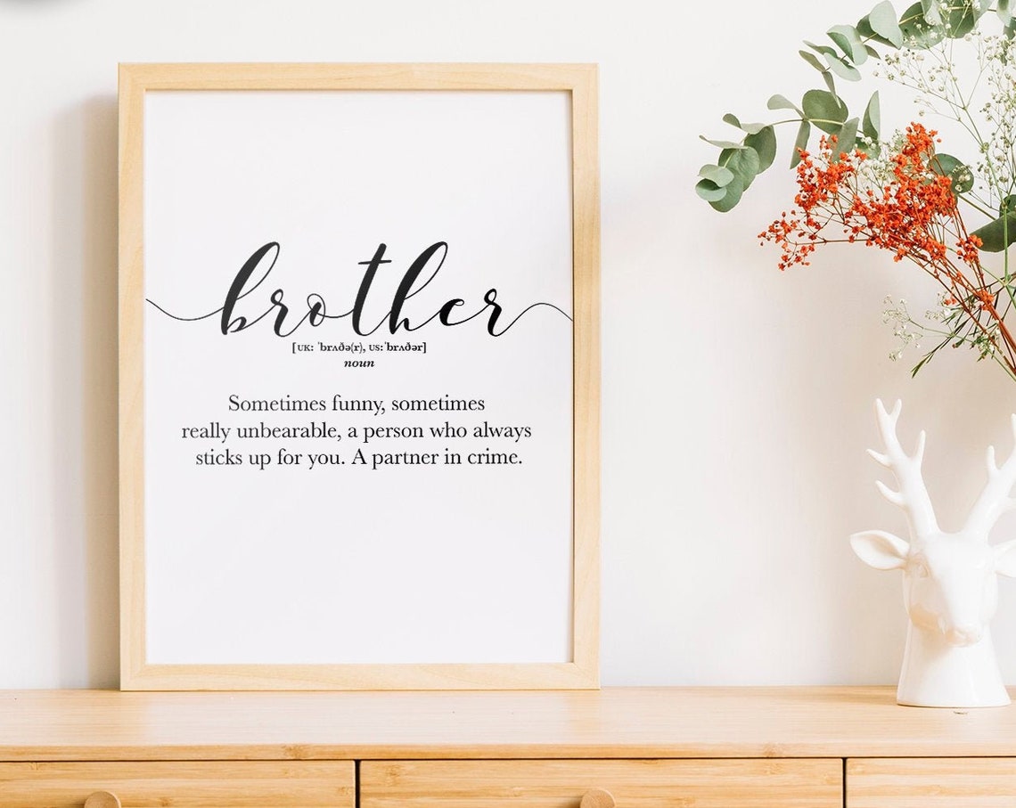 Funny Brother Definition Word Poster Partner In Crime Sibling Gift Art