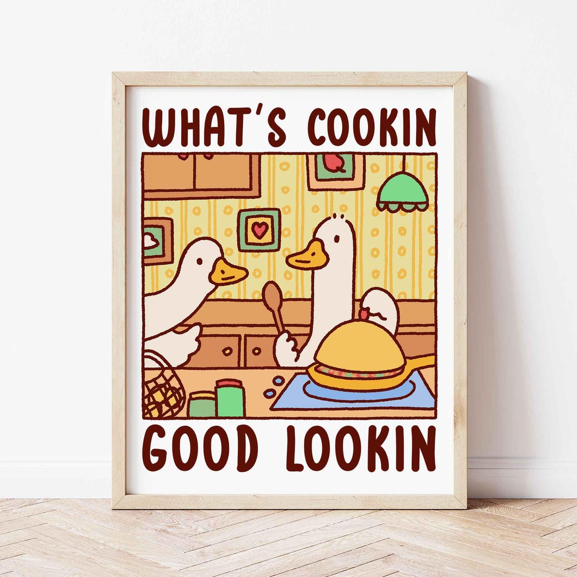 Whats Cookin Good Lookin Cute Duck Kitchen Poster Wall Decor