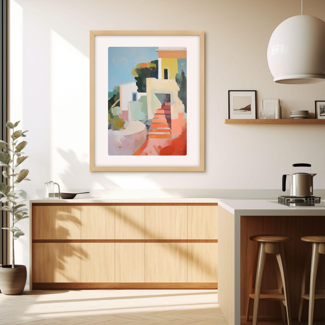 Spanish Houses Travel Poster, Mediterranean Abstract - Image 3