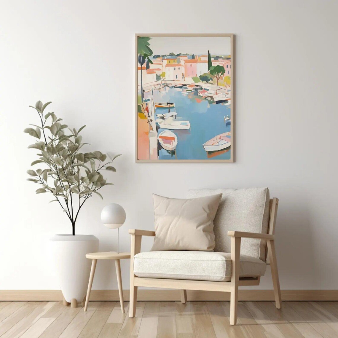 French Riviera Harbor Boats South of France Pastel Painting Poster - Image 3
