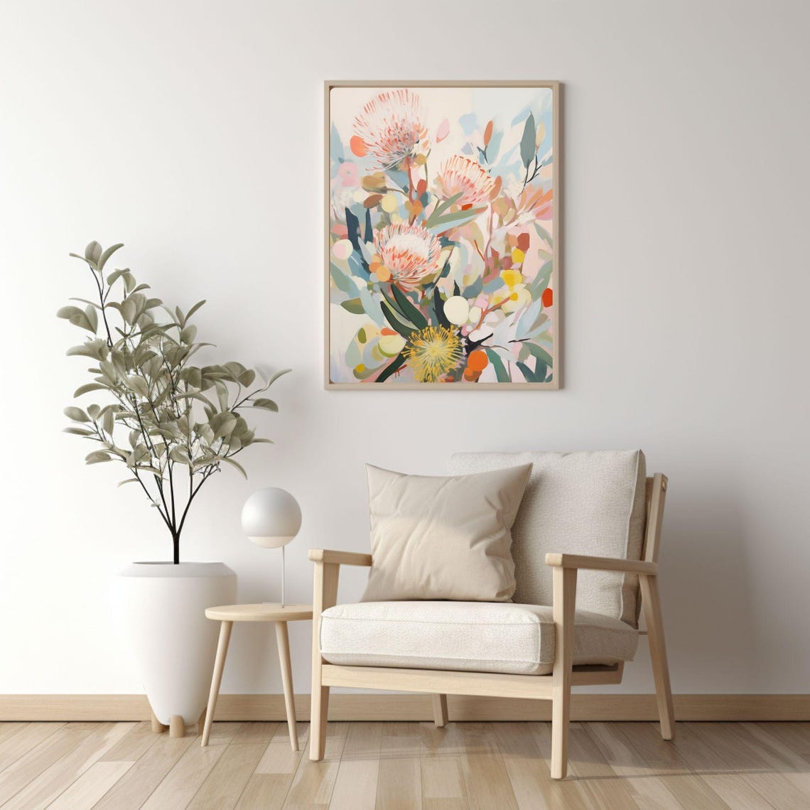 Protea Flowers Painting Australian Native Botanical Floral Art Poster - Image 3