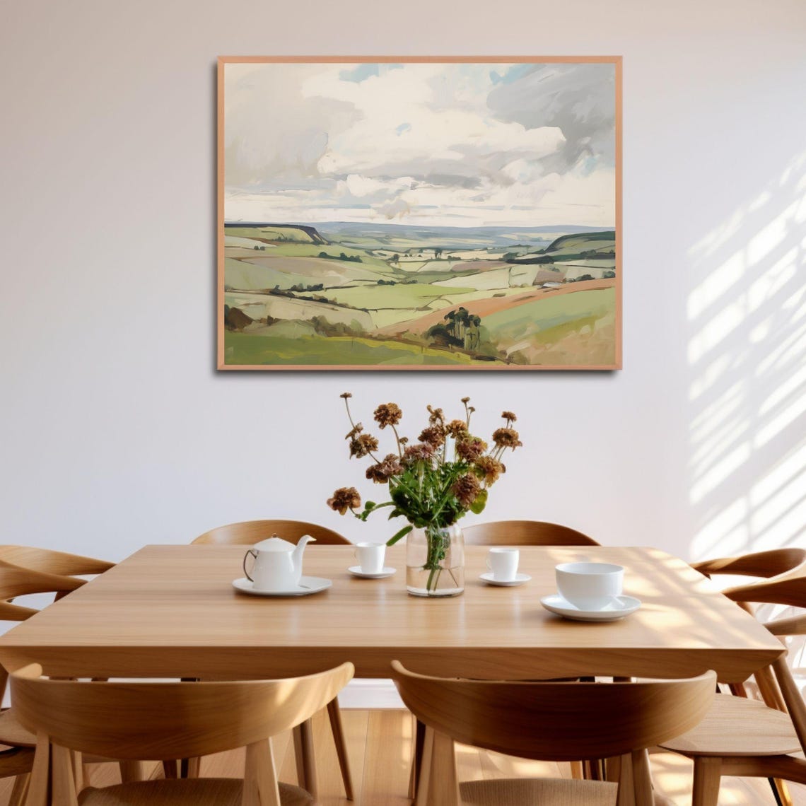 Modern Abstract Green Rolling Hills Painting Patchwork Poster - Image 4