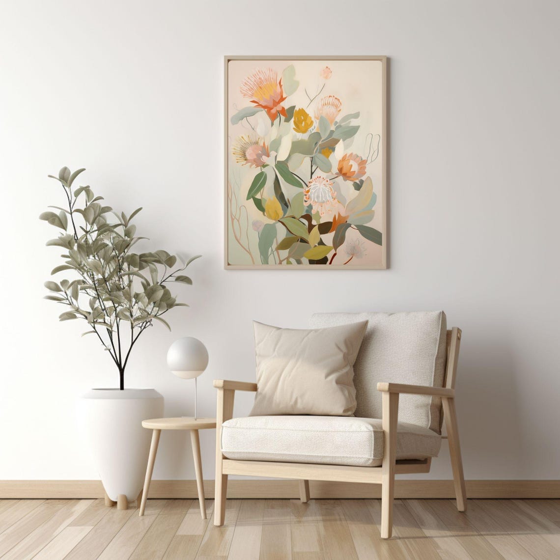 Protea Australian Native Flowers Painting Peach Botanical Poster - Image 3