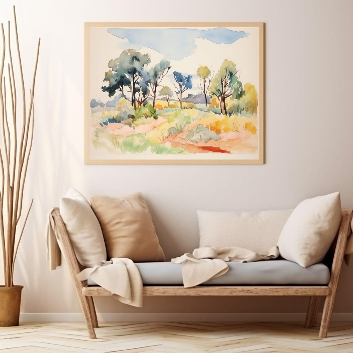 Colorful Abstract Watercolor Trees Landscape Vibrant Modern Art Poster - Image 4