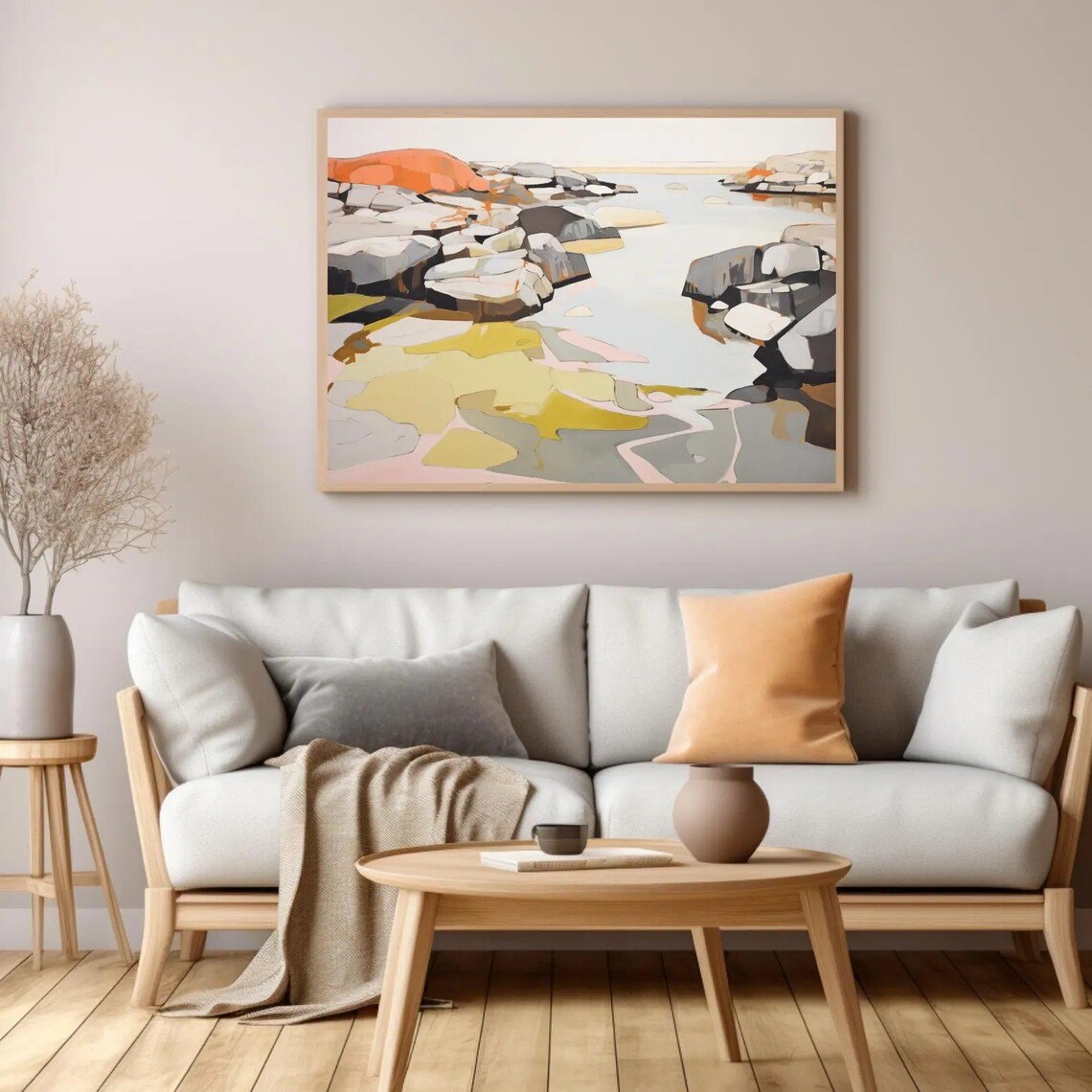 Abstract Rocky Shoreline Painting Geometric Stones Modern Art Poster - Image 3