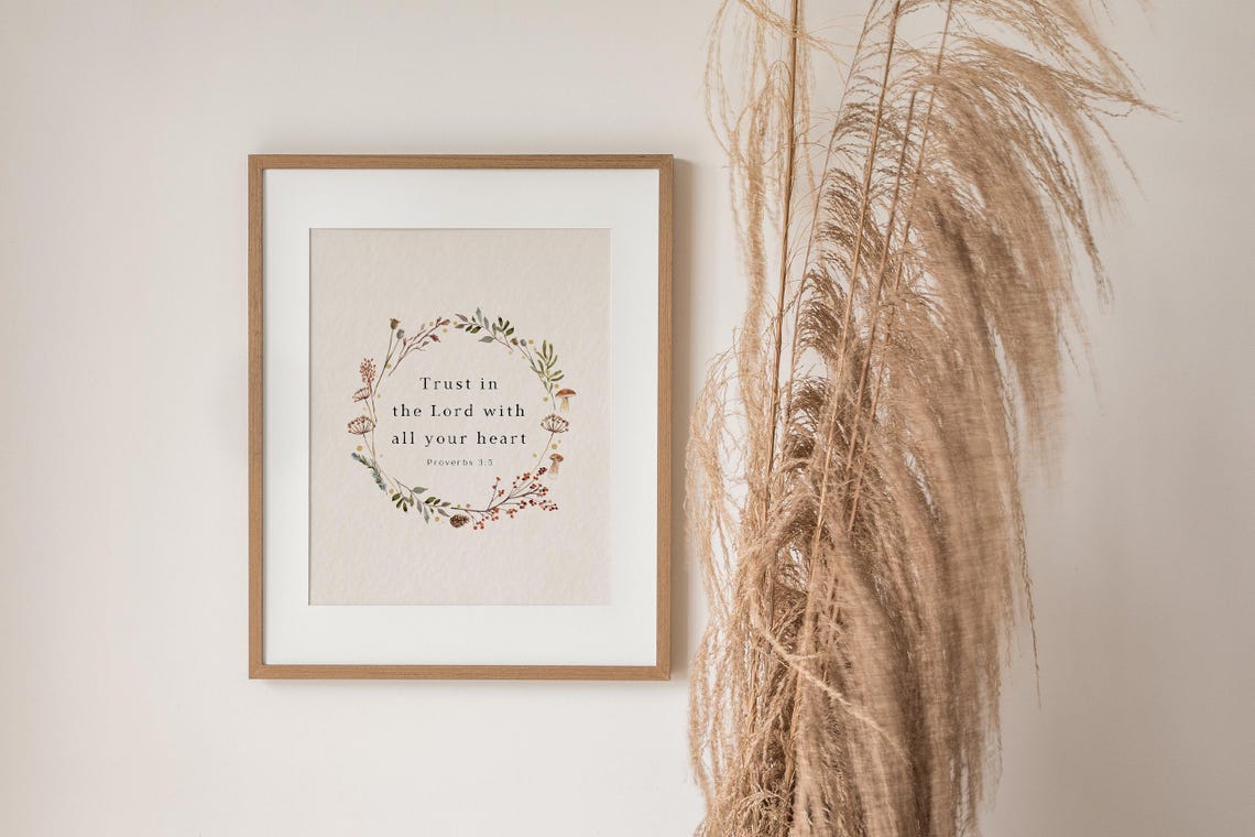 Trust In the Lord With All Your Heart Proverbs 3:5 Wreath Print - Image 3