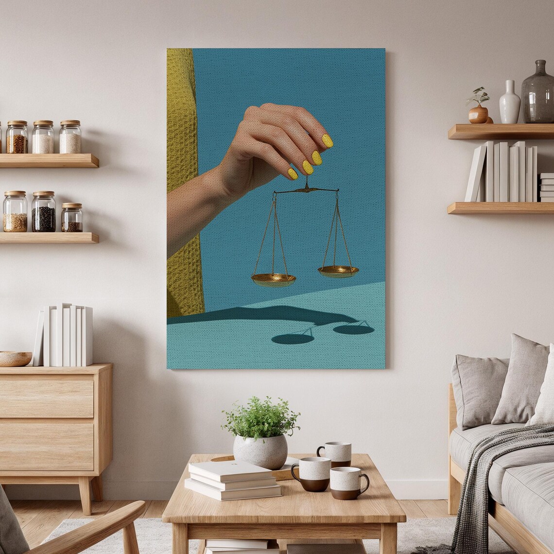 Balance Scales, Modern Minimalist Justice Abstract