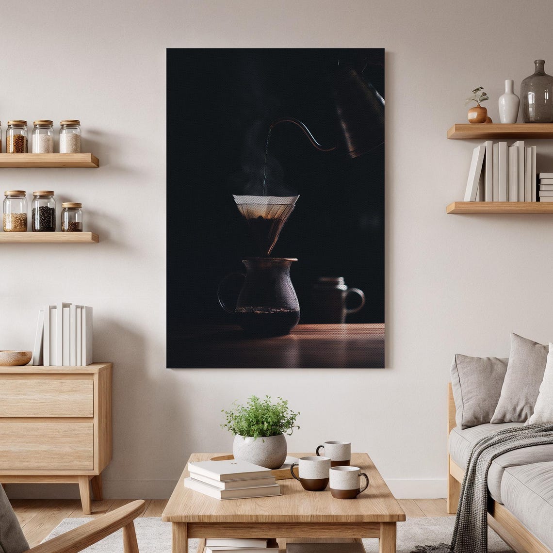 Moody Pour Over Coffee Brewing Dark Rustic Photography Poster