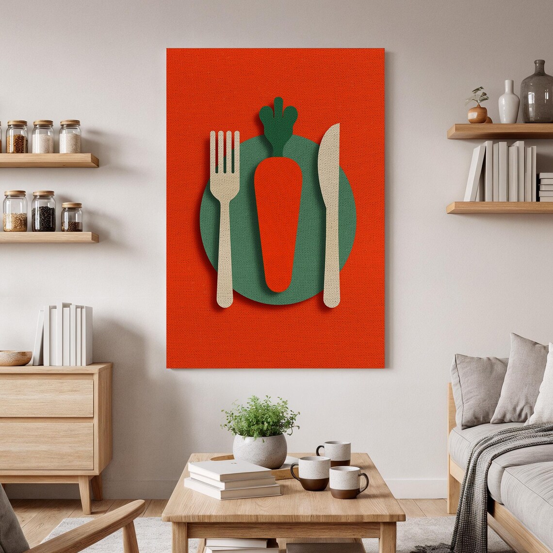 Carrot Plate, Minimalist Kitchen Art Print