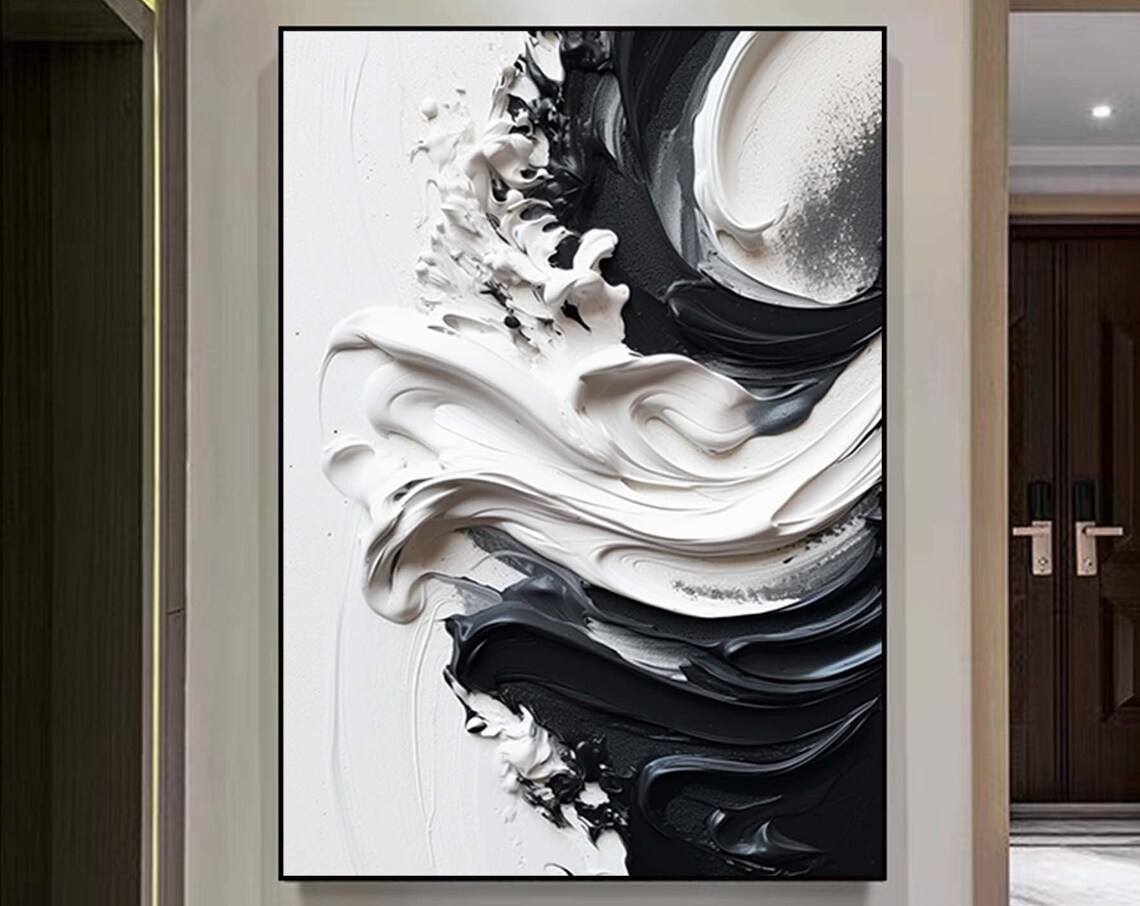 Black White Minimalist Abstract Art Print, Office Decor