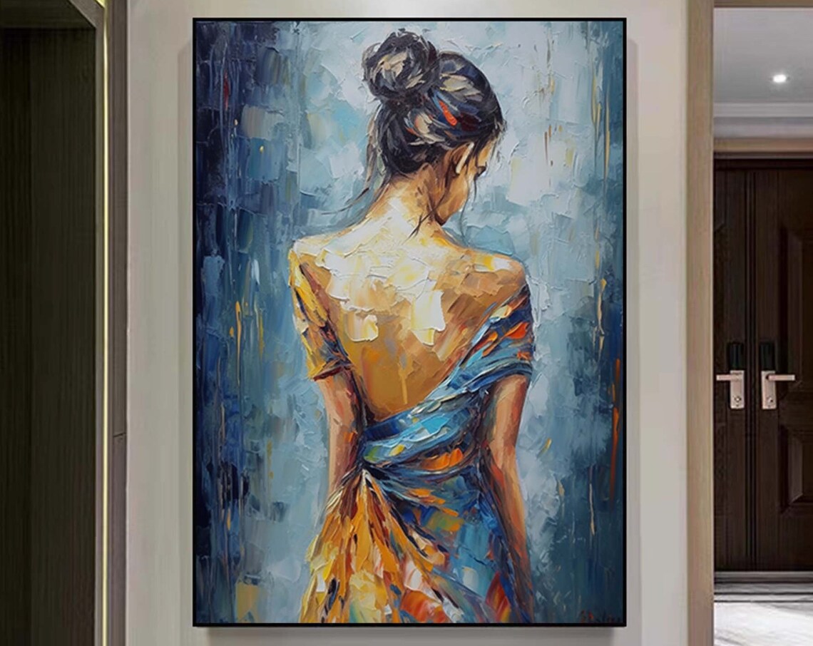 Back View Woman Oil-Painting Art Print, Vintage