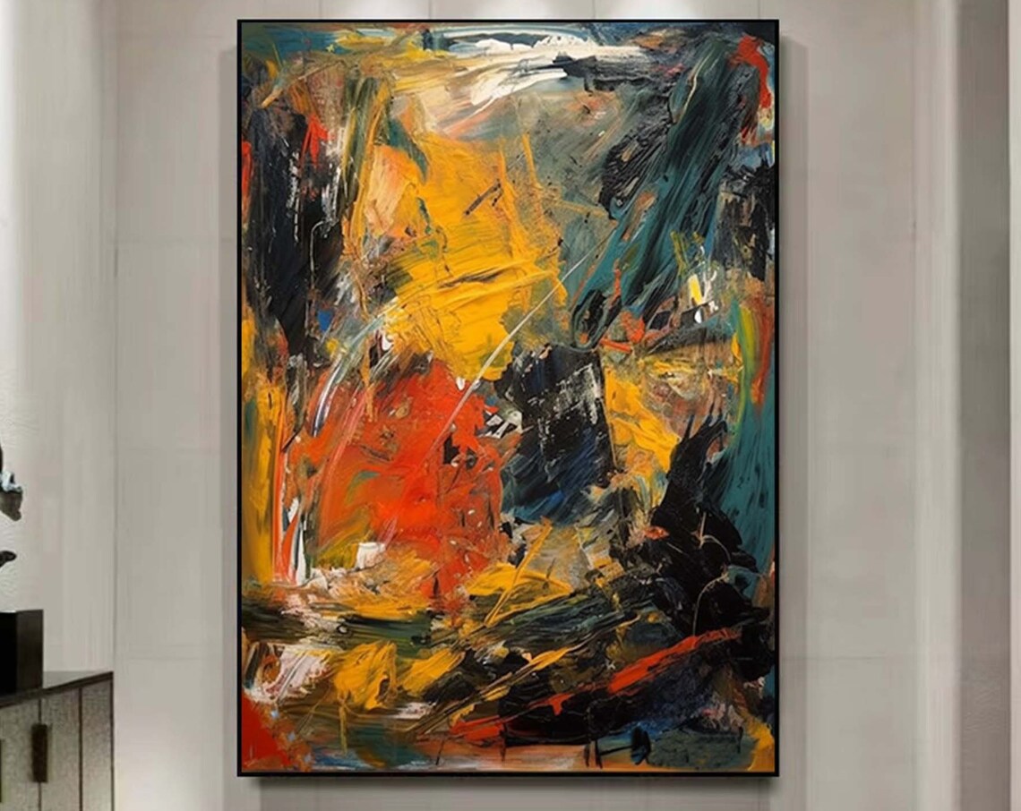 Abstract Yellow and Orange Wall Art Print, Contemporary