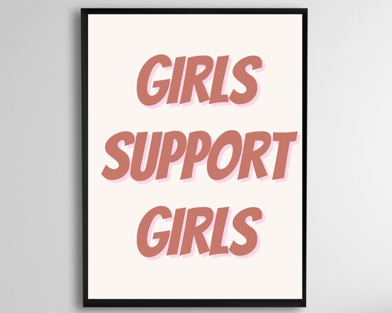 Girls Support Girls Bold Retro Lettering Poster in Warm Terracotta