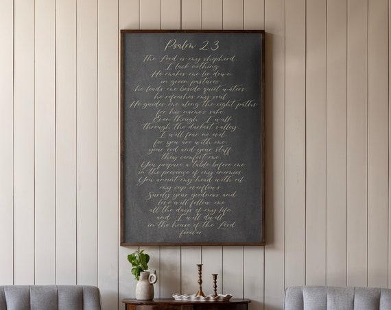 Psalm 23 Sign Scripture Sign The Lord Is My Shepherd Sign Bible Verse Wall Sign Framed Wood Signs Home Decor Sign 127