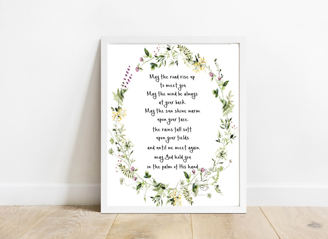 Irish Blessing May The Road Rise Up To Meet You Floral Wreath Poster - Image 2