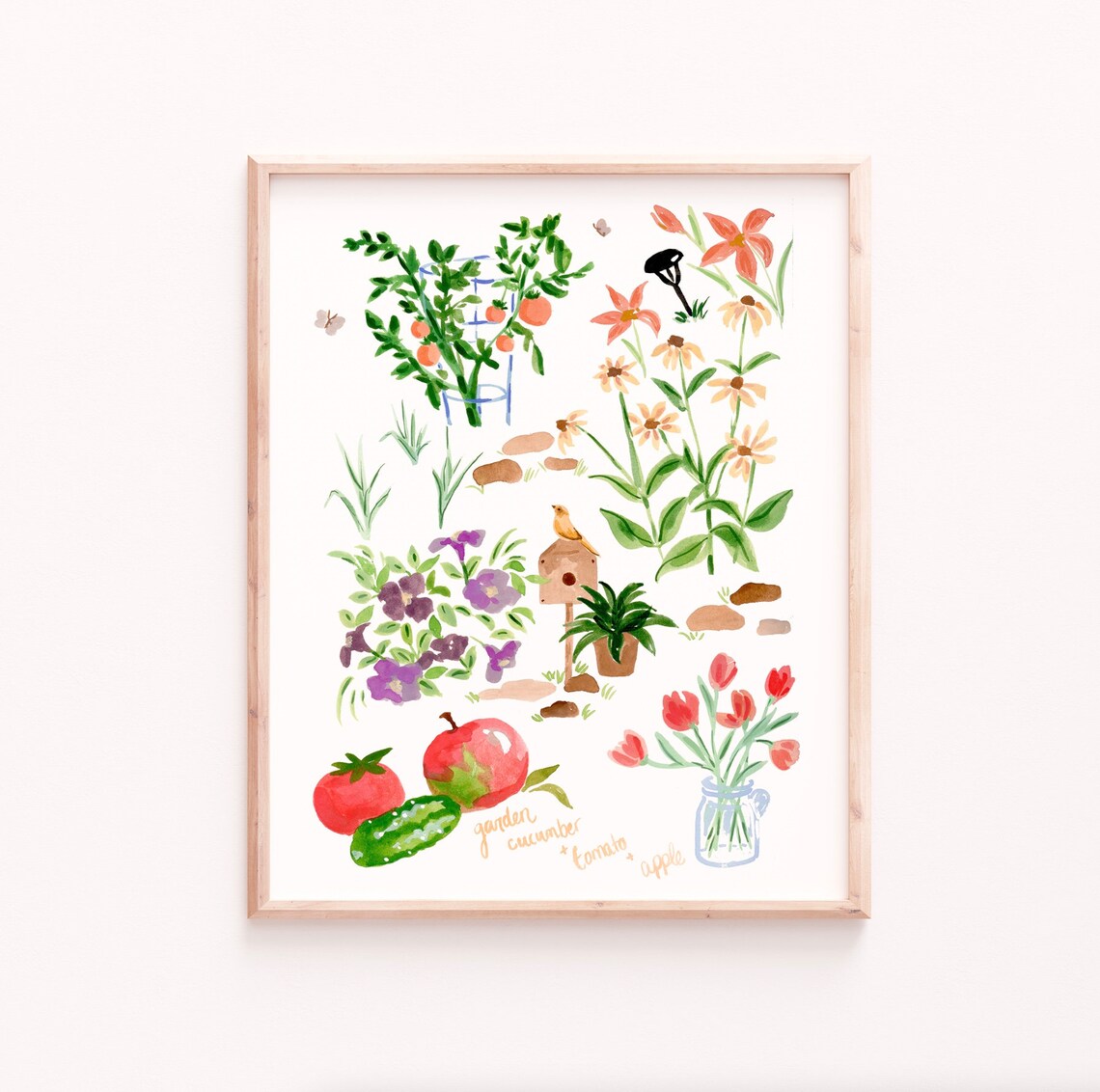 Botanical Garden Veggies Watercolor Art Print