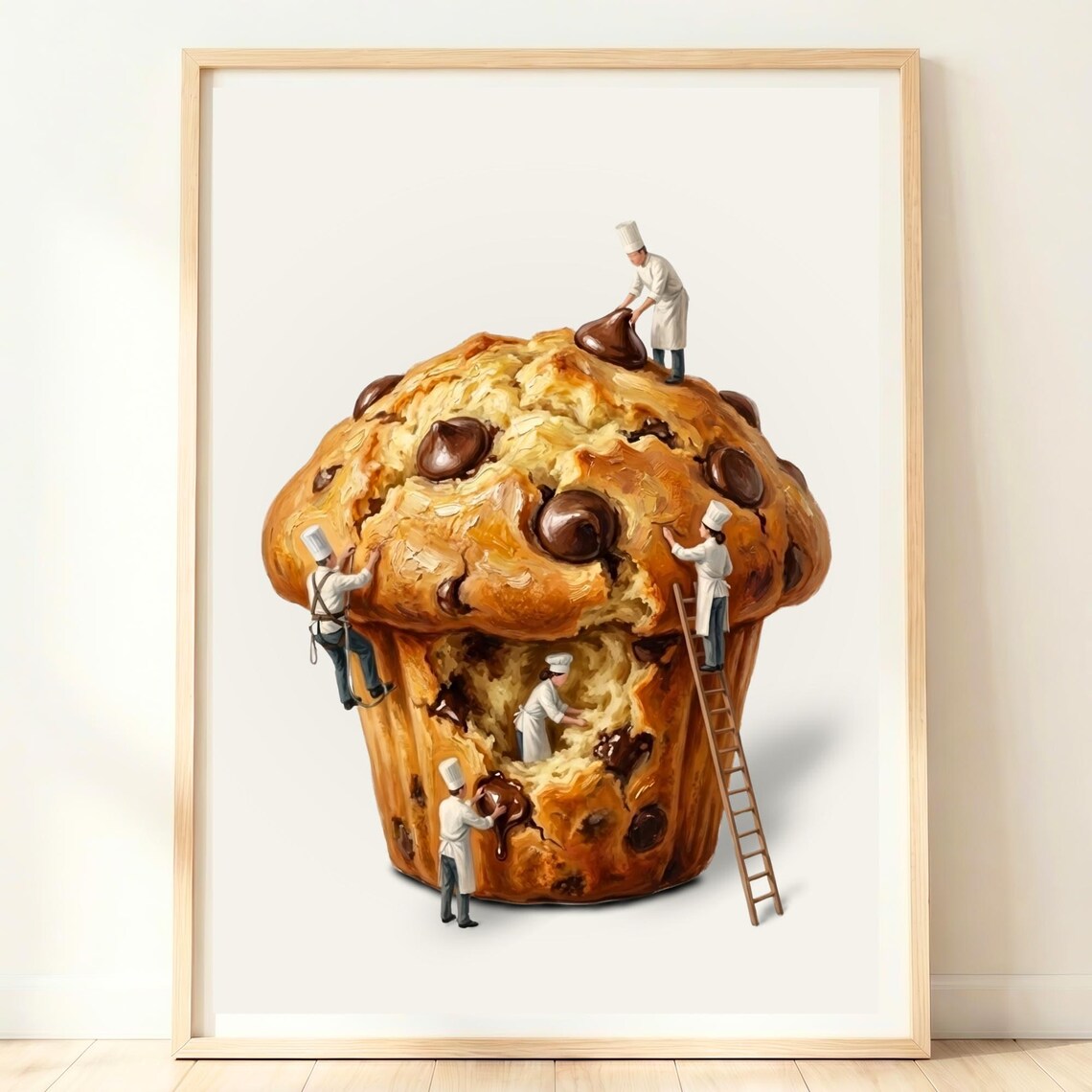 Giant Chocolate Chip Muffin Baked by Tiny Chefs Whimsical Bakery Sweet Poster