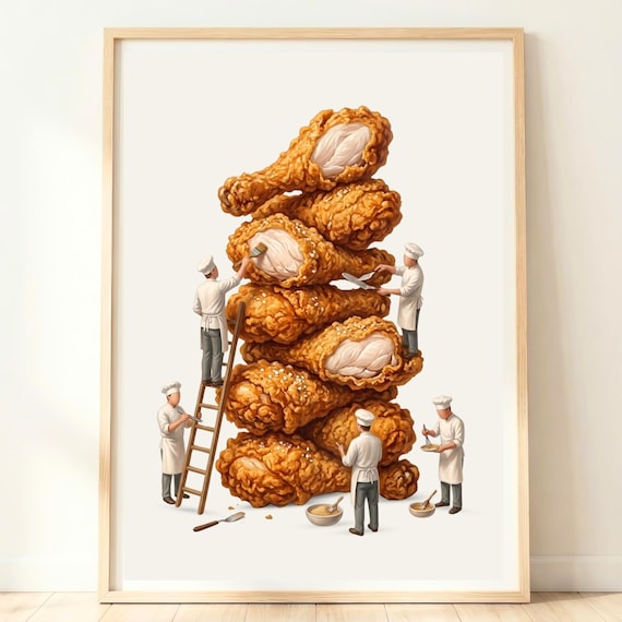 Fried Chicken Wall Art Dining Room Poster Print Unique