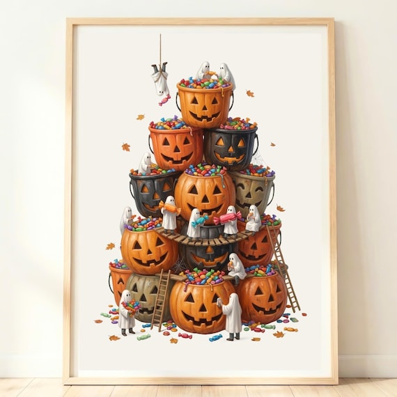 Trick Or Treat Art Halloween Decor Print Poster Sign