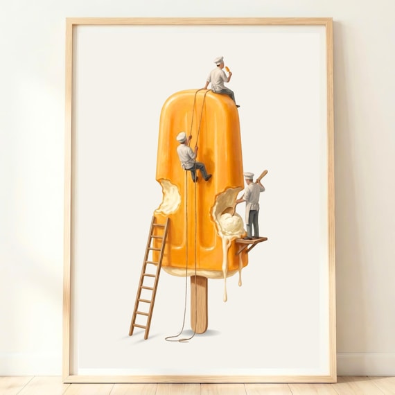 Summer Wall Art Ice Lolly Print Girls Room Decor Bright Kitchen Sunshine Yellow Poster