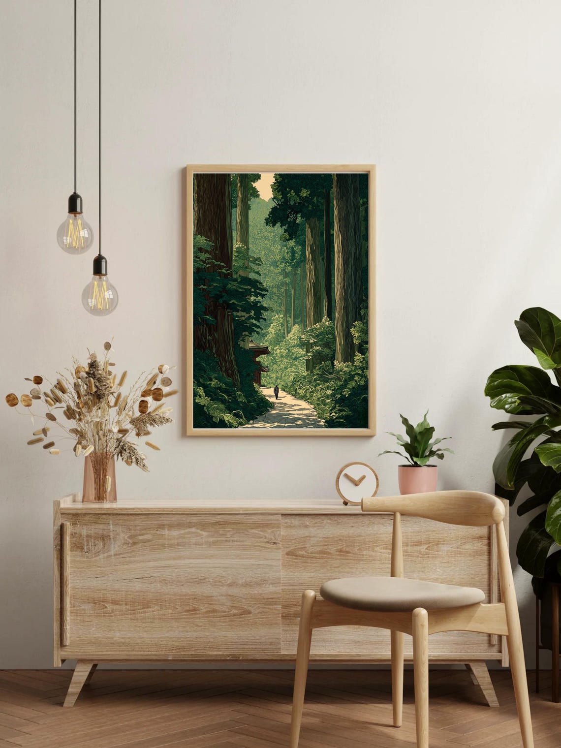 Vintage Japanese Forest Poster Woodblock Art Inspired By Road To Nikko Kawase Hasui Japandi Decor Botanical Wall - Image 4