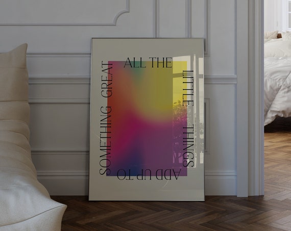 Gradient Spiritual Aura Wall Art All The Little Things Poster Manifestation Affirmation Art Colorful Trendy Home Decor Gift